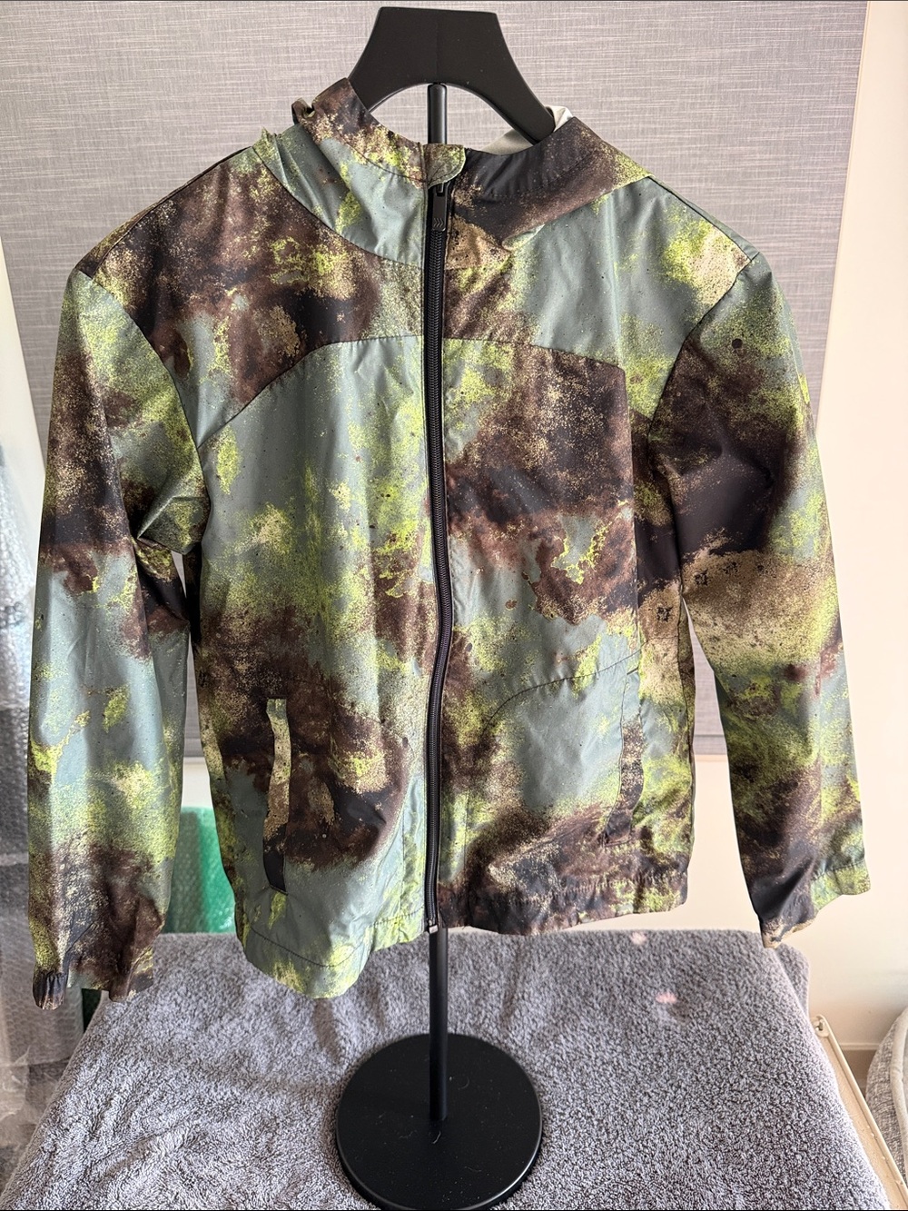 all in motion Green and Brown Camo-Style Kids Rain Jacket